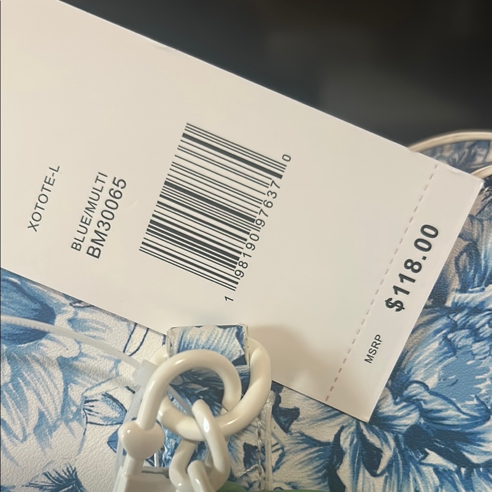 Betsey Johnson Blue Floral Scalloped Edge Tote Bag w/ Chain Straps | NWT - Picture 2 of 13